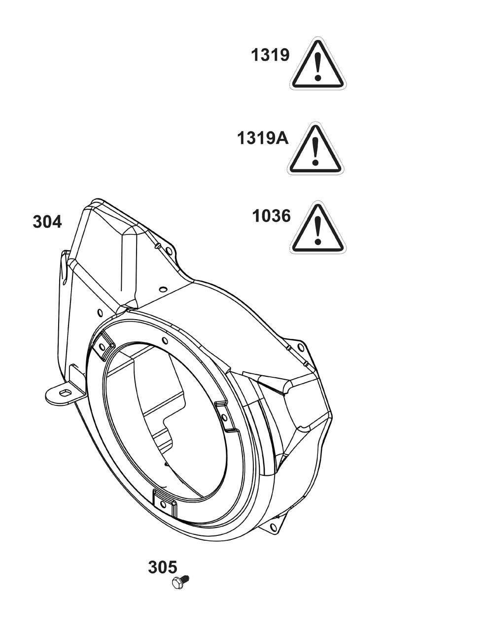 Blower Housing Group Diagram and Parts List for 19N332-0001-H7 100000 - 19Z999 Briggs and Stratton Engine